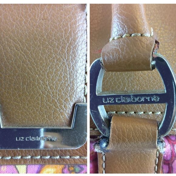 (3/$20) Liz Claiborne fuchsia paisley fabric and faux leather purse - Picture 15 of 16